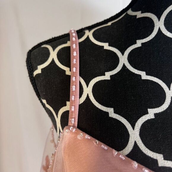 Azazie Norma Pink Lace Overlay Cold Shoulder Formal Dress ALTERED Size** A10/A14 - Picture 3 of 16